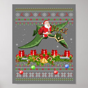 Lustiger Xmas hässlicher Santa reitet Pterodactyl- Poster