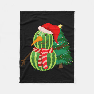 Lustiger Xmas Wassermelonen Schneemann - Weihnacht Fleecedecke