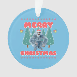 Lustiger Yeti - Frohe Weihnachten Ornament