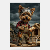 Lustiger Yorkie-Bauarbeiter-Poster – Spielerei