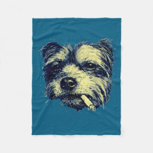 Lustiger Yorkie-Meme: Vintage-Hund raucht Zigarett Fleecedecke