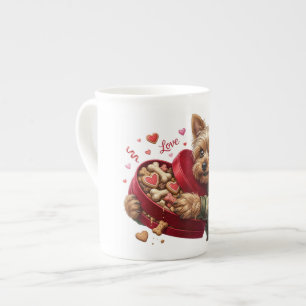 Lustiger Yorkie-Valentinsgruß-Becher Süßes Yorki Prozellantasse