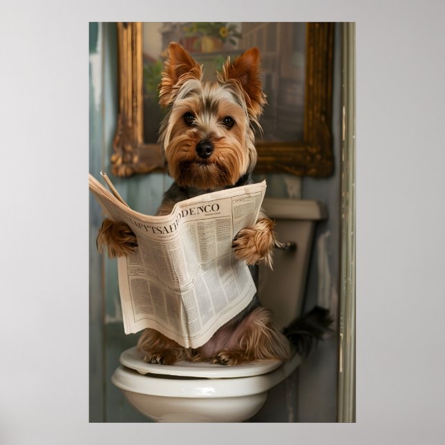 Lustiger Yorkshire Terrier Badezimmerdruck, Hund Poster (Vorne)