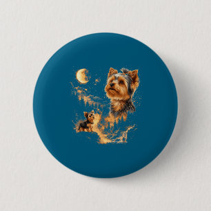 Lustiger Yorkshire Terrier heult Mond Vintage Button