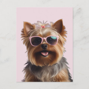 Lustiger Yorkshire Terrier mit Sonnenbrille Postkarte