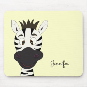 Lustiger Zebra-Cartoon-Gelbname scherzt mousepad