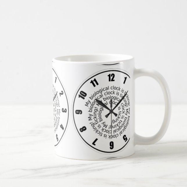 Lustiger Zeit-Uhr-Kaffee oder Tee-Tasse Kaffeetasse (Rechts)