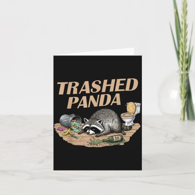 Lustiger zerstörter Panda Waschbär wird betrunkene Karte (Vorderseite)