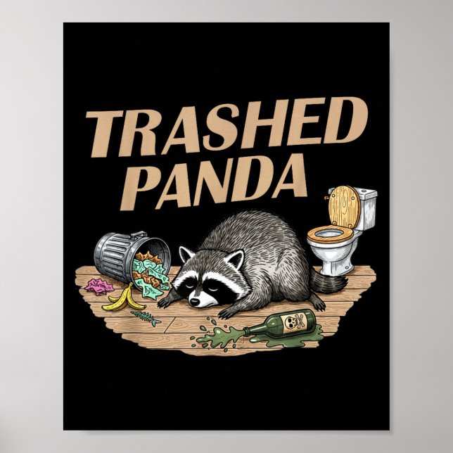 Lustiger zerstörter Panda Waschbär wird betrunkene Poster (Vorne)