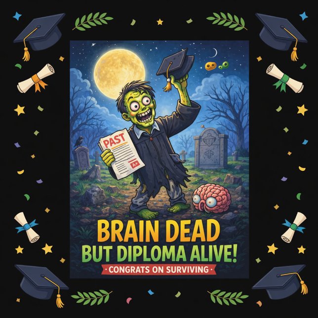 Lustiger Zombie-Abschlussdesign Feiertagskarte (Von Creator hochgeladen)