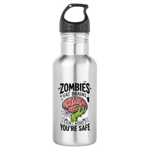 Lustiger Zombie Isst Gehirne Du Bist Sicher Hallow Edelstahlflasche