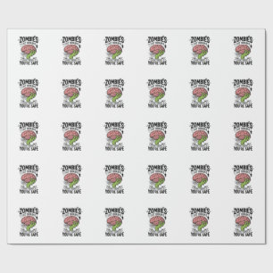 Lustiger Zombie Isst Gehirne Du Bist Sicher Hallow Geschenkpapier