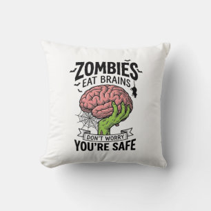 Lustiger Zombie Isst Gehirne Du Bist Sicher Hallow Kissen