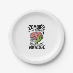 Lustiger Zombie Isst Gehirne Du Bist Sicher Hallow Pappteller