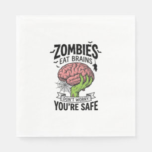 Lustiger Zombie Isst Gehirne Du Bist Sicher Hallow Serviette