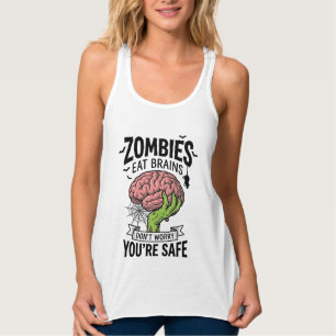 Lustiger Zombie Isst Gehirne Du Bist Sicher Hallow Tank Top