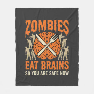 Lustiger Zombie isst Gehirne Halloween-Vektordesig Fleecedecke