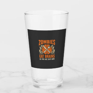 Lustiger Zombie isst Gehirne Halloween-Vektordesig Glas