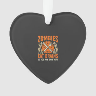 Lustiger Zombie isst Gehirne Halloween-Vektordesig Ornament