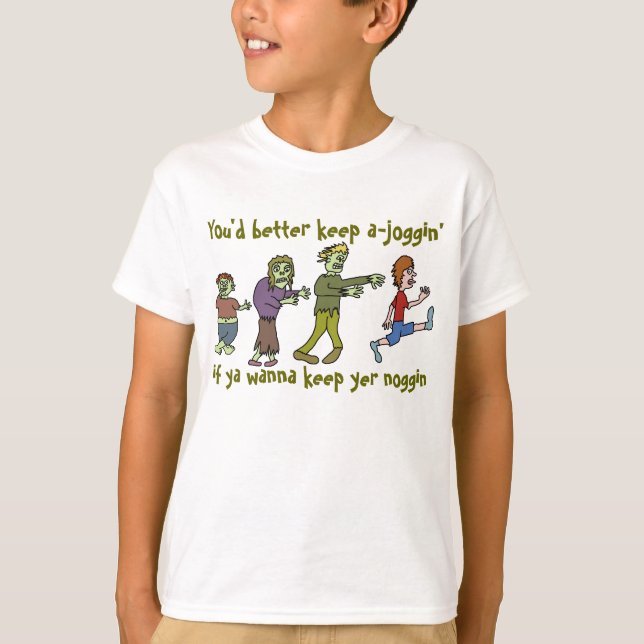 Lustiger Zombie Joggin Noggin T-Shirt (Vorderseite)