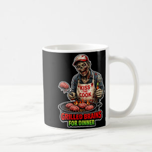 Lustiger Zombie-Koch grillt Gehirne Horror-Bbq Kaffeetasse