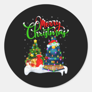 Lustiger Zugliebhaber Weihnachtsbeleuchtung Weihna Runder Aufkleber