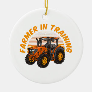 Lustiger zukünftiger Bauer in Ausbildung Traktor L Keramik Ornament