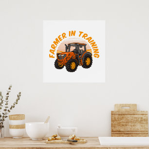 Lustiger zukünftiger Bauer in Ausbildung Traktor L Poster