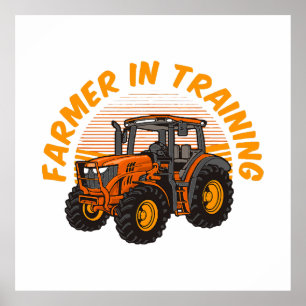 Lustiger zukünftiger Bauer in Ausbildung Traktor L Poster