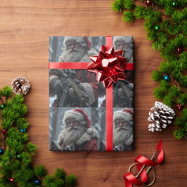 Lustiger Zweiter-Verfassungszusatz Weihnachtsmann  Geschenkpapier (Feiertagsgeschenk)