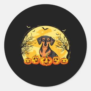 Lustiger Zwergpinscher-Hund Kürbisse Halloween Runder Aufkleber