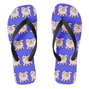 Lustiges 2 Cartoon Schwein Farbe wählen Männer Fli Flip Flops