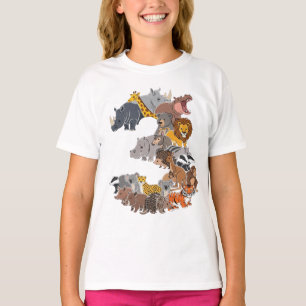 Lustiges 3. Geburtstags-Safari-Zoo-Tierfiguren Kin T-Shirt