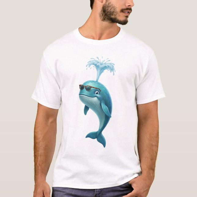 Lustiges 3D Blauwal T-Shirt (Vorderseite)