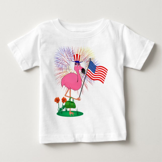 Lustiges 4. des Juli-Flamingo-Shirts Baby T-shirt (Vorderseite)