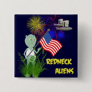 Lustiges 4. des Juli-Redneck-Außerirdische-Knopfe Button