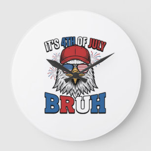 Lustiges 4. Juli-Adler-Bruh-patriotisches Shirt-De Große Wanduhr