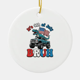 Lustiges 4. Juli Dinosaurier Monster Truck Shirt_1 Keramik Ornament