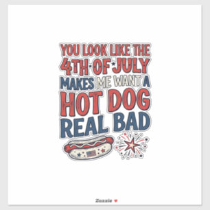 Lustiges 4. Juli Hot Dog patriotisches Shirtsdesig Aufkleber