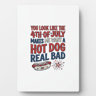 Lustiges 4. Juli Hot Dog patriotisches Shirtsdesig Fotoplatte