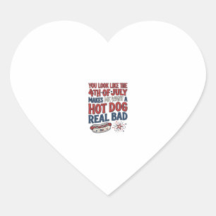 Lustiges 4. Juli Hot Dog patriotisches Shirtsdesig Herz-Aufkleber