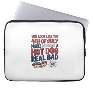 Lustiges 4. Juli Hot Dog patriotisches Shirtsdesig Laptopschutzhülle