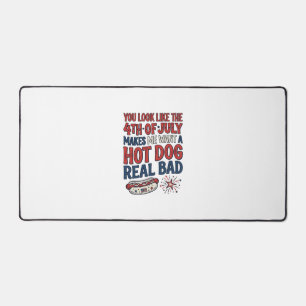 Lustiges 4. Juli Hot Dog patriotisches Shirtsdesig Schreibtischunterlage