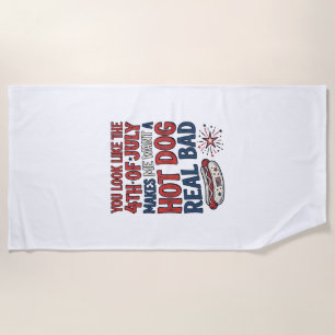 Lustiges 4. Juli Hot Dog patriotisches Shirtsdesig Strandtuch