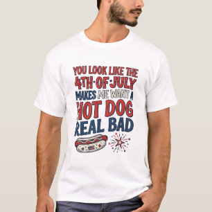 Lustiges 4. Juli Hot Dog patriotisches Shirtsdesig T-Shirt