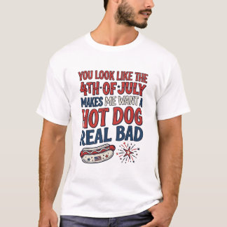 Lustiges 4. Juli Hot Dog patriotisches Shirtsdesig T-Shirt