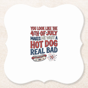 Lustiges 4. Juli Hot Dog patriotisches Shirtsdesig Untersetzer