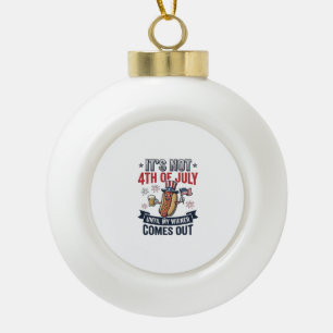 Lustiges 4. Juli Hot Dog Vintage Patriotisches Shi Keramik Kugel-Ornament