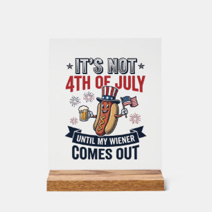 Lustiges 4. Juli Hot Dog Vintage Patriotisches T-S Acrylschild