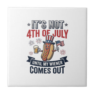 Lustiges 4. Juli Hot Dog Vintage Patriotisches T-S Fliese